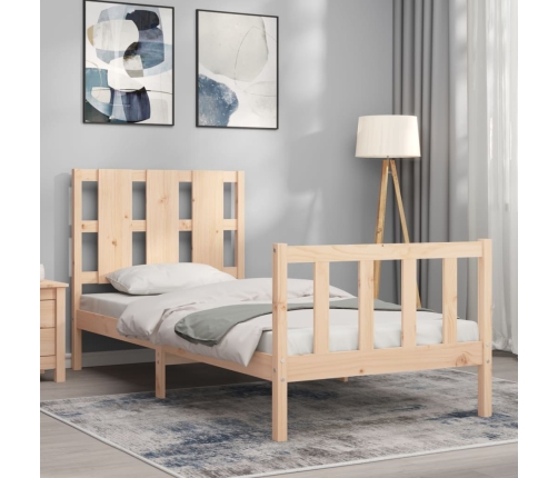 Estructura de cama sin colchón madera maciza de pino 90x190 cm