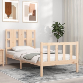 Estructura de cama sin colchón madera maciza de pino 90x190 cm