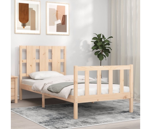 Estructura de cama sin colchón madera maciza de pino 90x190 cm