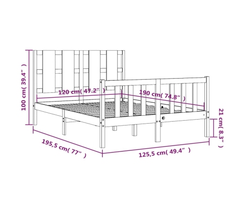 Estructura cama de matrimonio con cabecero madera maciza negra