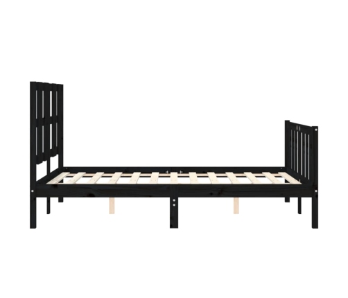 Estructura cama de matrimonio con cabecero madera maciza negro