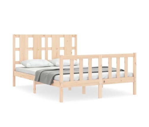 Estructura de cama sin colchón madera maciza de pino 140x190 cm