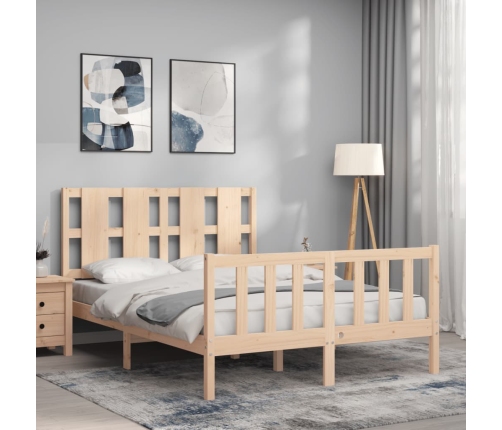 Estructura de cama sin colchón madera maciza de pino 140x190 cm