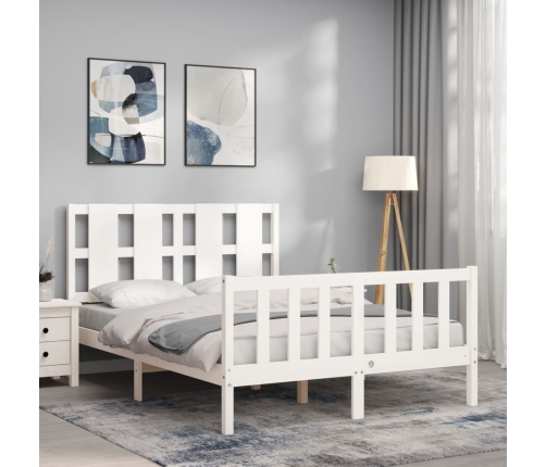 Estructura de cama sin colchón madera de pino blanca 140x190 cm