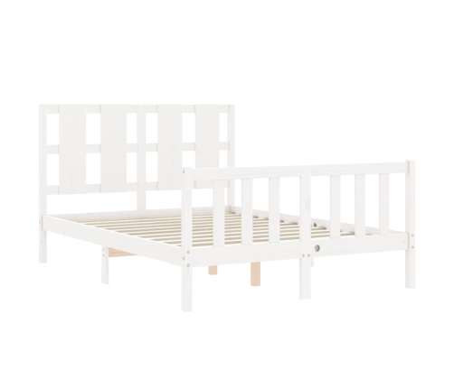 Estructura de cama sin colchón madera de pino blanca 140x190 cm