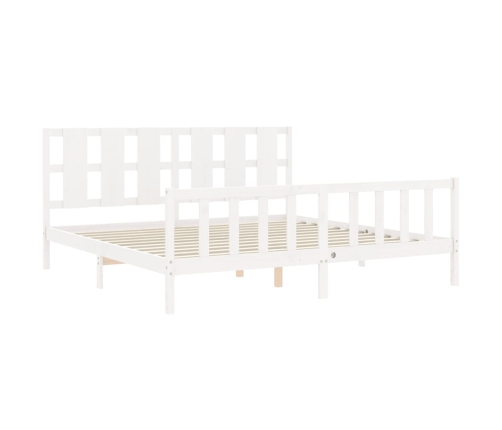 Estructura de cama con cabecero madera maciza blanco 180x200 cm