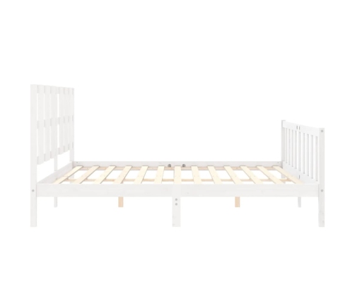 Estructura de cama con cabecero madera maciza blanco 180x200 cm