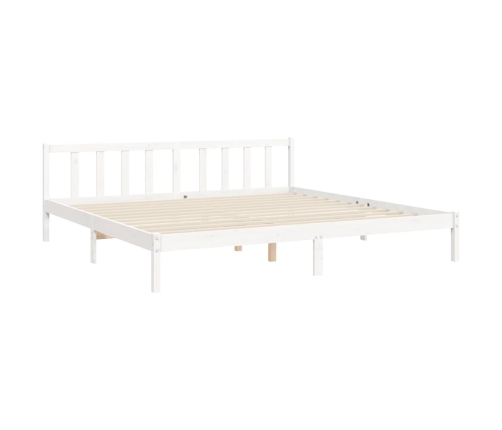 Estructura de cama con cabecero madera maciza blanco 180x200 cm