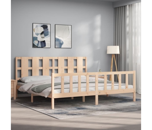 Estructura de cama sin colchón madera maciza de pino 200x200 cm