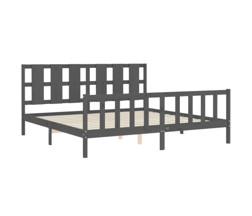 Estructura de cama con cabecero madera maciza gris 200x200 cm