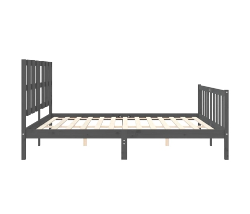 Estructura de cama con cabecero madera maciza gris 200x200 cm