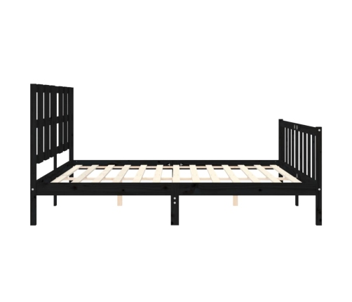 Estructura de cama con cabecero madera maciza negro 200x200 cm