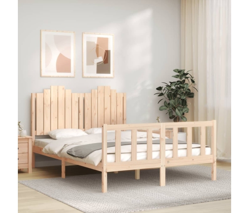 Estructura de cama sin colchón madera maciza de pino 140x190 cm