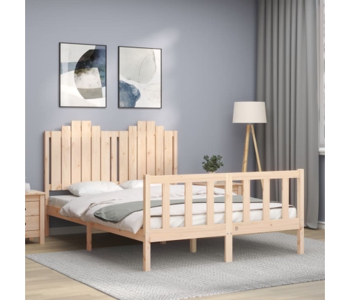 Estructura de cama sin colchón madera maciza de pino 140x190 cm