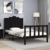 Estructura de cama con cabecero madera maciza negro 100x200 cm