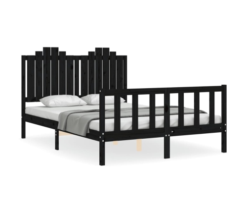 Estructura de cama con cabecero madera maciza negro 140x200 cm