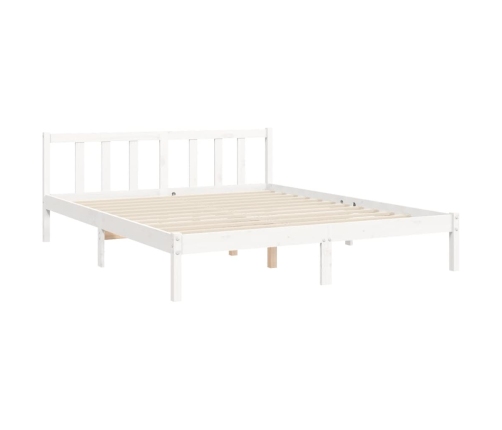 Estructura de cama matrimonio con cabecero madera maciza blanco