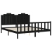 vidaXL Estructura de cama con cabecero madera maciza negro 180x200 cm