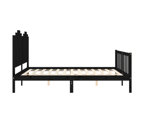 vidaXL Estructura de cama con cabecero madera maciza negro 180x200 cm