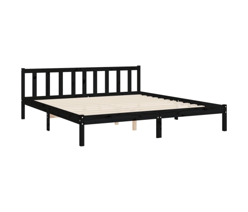 vidaXL Estructura de cama con cabecero madera maciza negro 180x200 cm