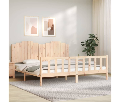 Estructura de cama sin colchón madera maciza de pino 200x200 cm