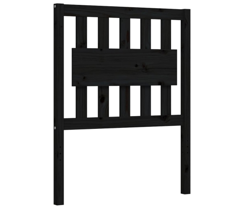 Estructura de cama individual con cabecero madera maciza negro