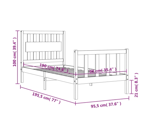 Estructura de cama con cabecero madera maciza