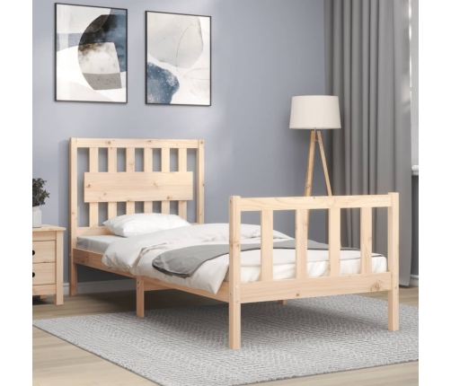 Estructura de cama con cabecero madera maciza