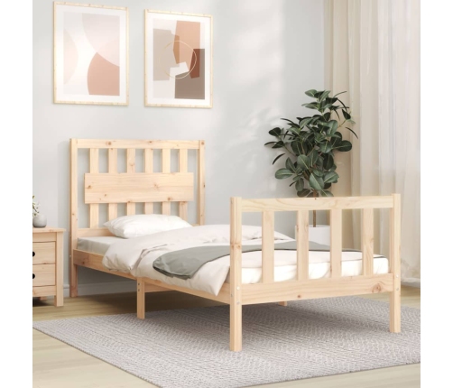 Estructura de cama con cabecero madera maciza