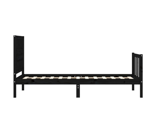 Estructura de cama con cabecero madera maciza negro