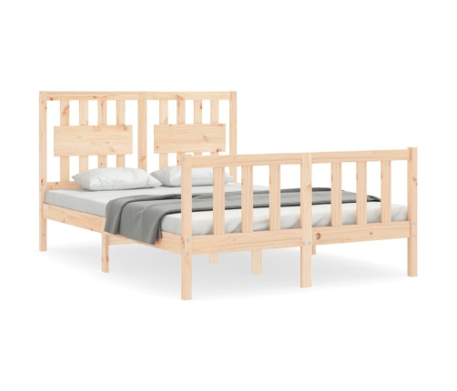 Estructura de cama de matrimonio con cabecero madera maciza