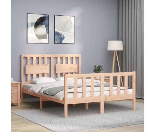 Estructura de cama sin colchón madera maciza de pino 140x190 cm