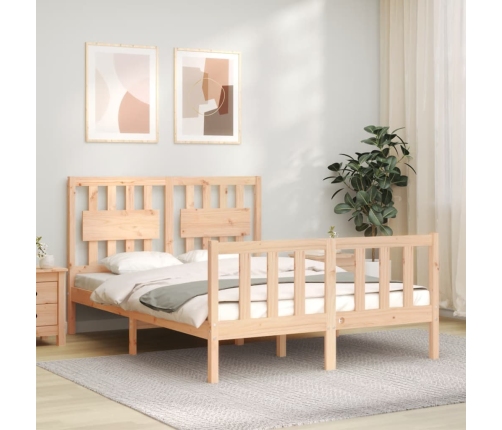 Estructura de cama sin colchón madera maciza de pino 140x190 cm