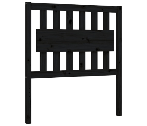 Estructura de cama con cabecero madera maciza negro 90x200 cm