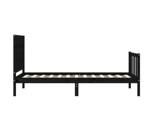 Estructura de cama con cabecero madera maciza negro 100x200 cm