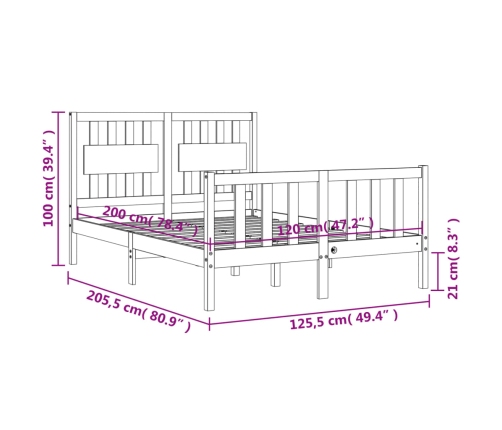 Estructura de cama sin colchón madera de pino blanca 120x200 cm