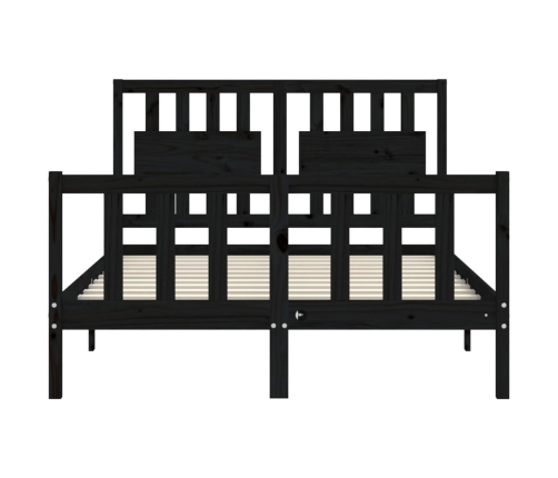 Estructura de cama con cabecero madera maciza negro 120x200 cm