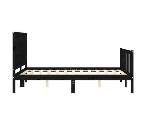 Estructura de cama con cabecero madera maciza negro 120x200 cm