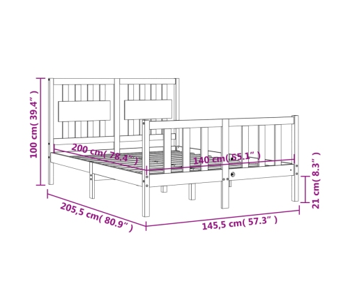 Estructura de cama sin colchón madera de pino blanca 140x200 cm