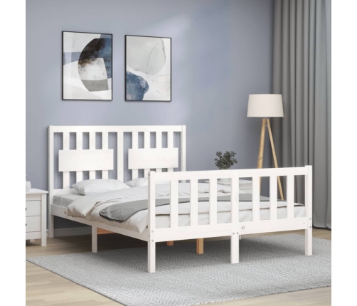 Estructura de cama sin colchón madera de pino blanca 140x200 cm