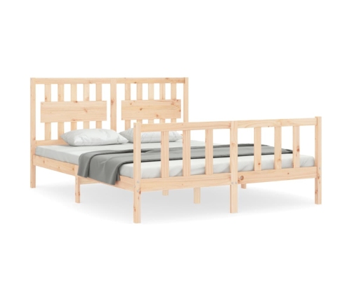 Estructura de cama de matrimonio con cabecero madera maciza