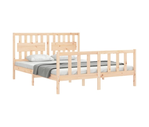 Estructura de cama de matrimonio con cabecero madera maciza