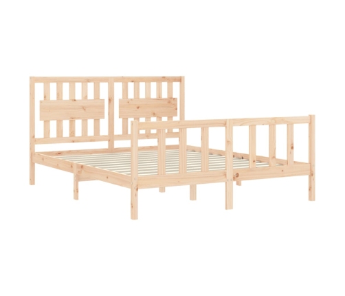 Estructura de cama de matrimonio con cabecero madera maciza