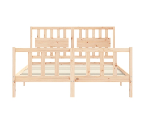 Estructura de cama de matrimonio con cabecero madera maciza