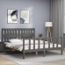 Estructura de cama matrimonio con cabecero madera maciza gris