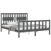 Estructura de cama matrimonio con cabecero madera maciza gris