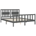 Estructura de cama matrimonio con cabecero madera maciza gris