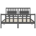 Estructura de cama matrimonio con cabecero madera maciza gris