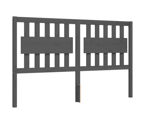 Estructura de cama matrimonio con cabecero madera maciza gris