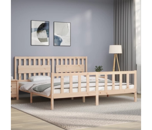 Estructura de cama sin colchón madera maciza de pino 200x200 cm